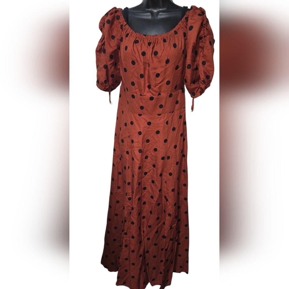 Maeve Lucienne Off-The-Shoulder Maxi Dress Polka Dot Size 6 - Picture 3 of 6